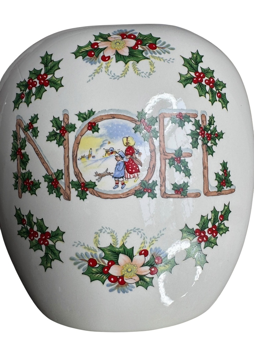 Vintage Noel Christmas Ceramic Planter Cachepot Holiday Centerpiece Decor - Picture 11 of 11
